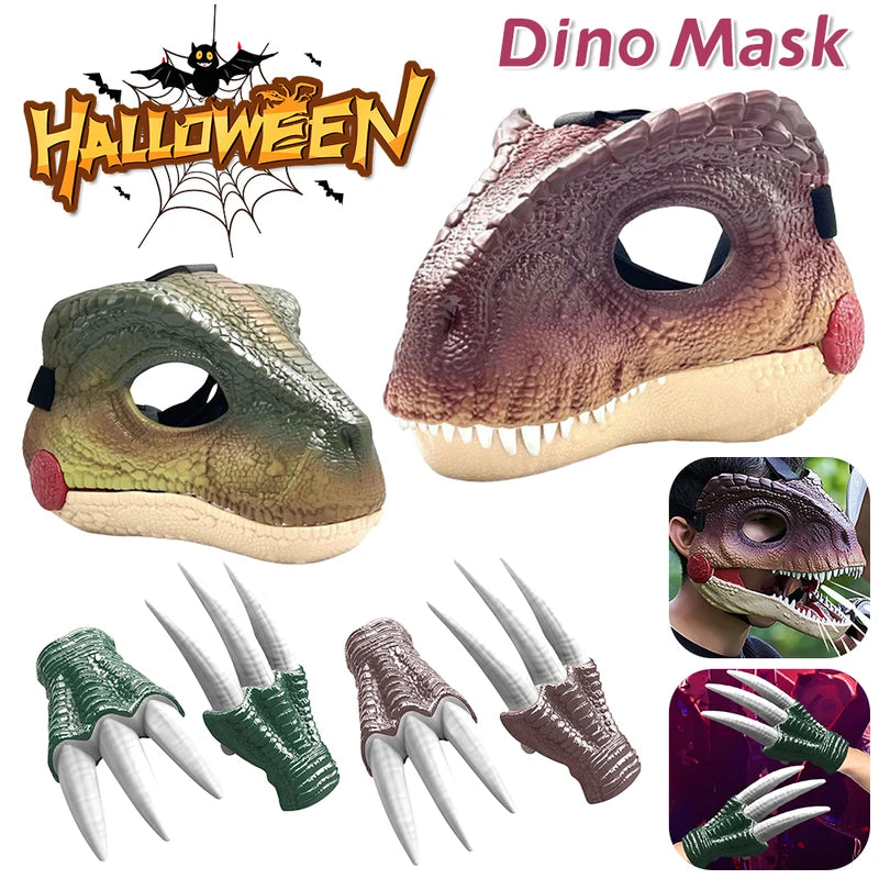 Movable Jaw Dinosaur Mask with Sound Effects for Halloween & Cosplay