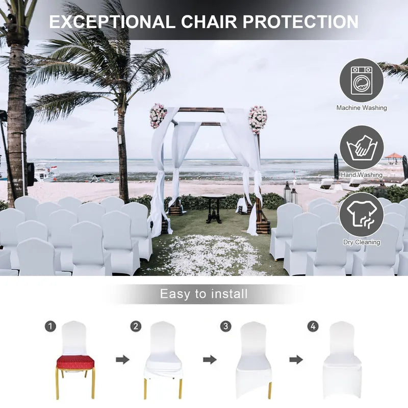 Stretch Spandex Chair Covers 10 Pcs Fitted for Wedding Party Banquet and Celebration