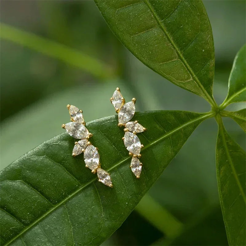 Dainty Crystal Cubic Zirconia Stud Earrings for Women - Stylish Drop Jewelry