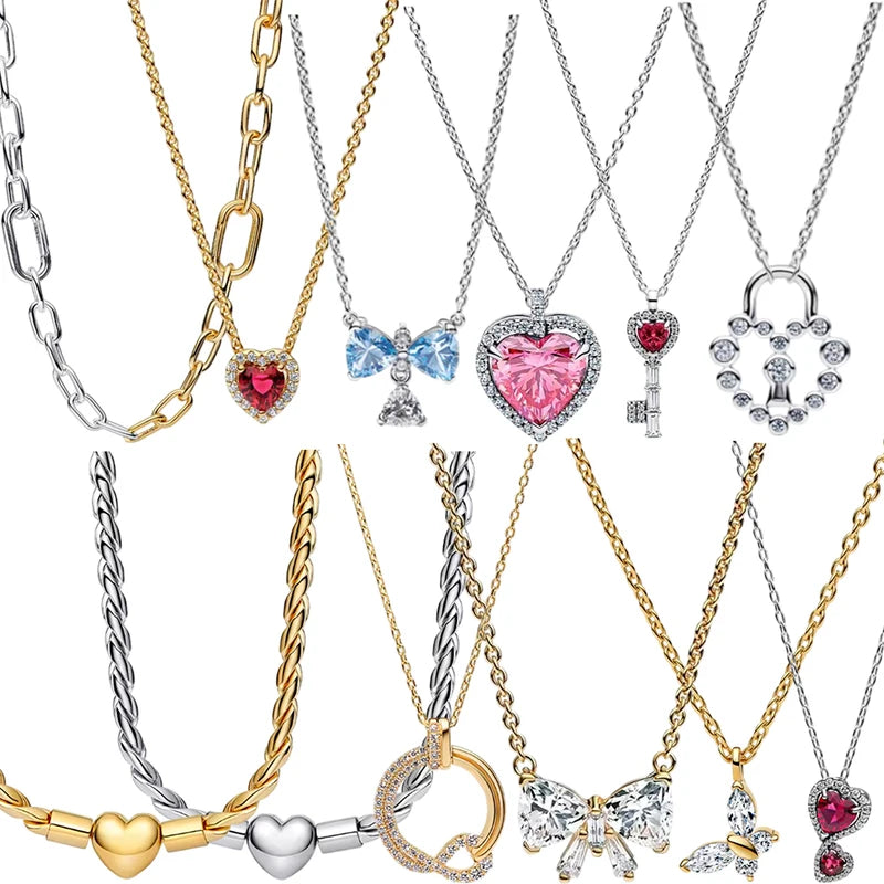 925 Silver Love Key Pendant Necklace for Women - Wedding Party Jewelry Gift