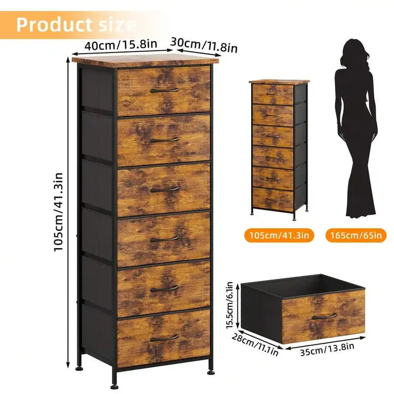 6-Drawer Fabric Storage Cabinet Tower for Bedroom Closet Nightstand