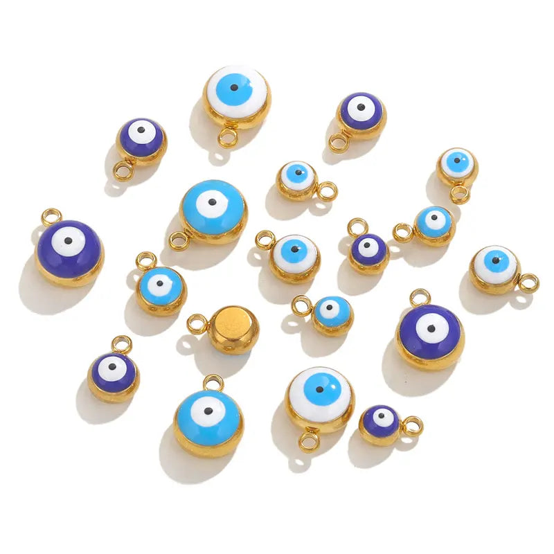 10pcs Stainless Steel Devil's Eye Charms for Jewelry Making – Multiple Colors