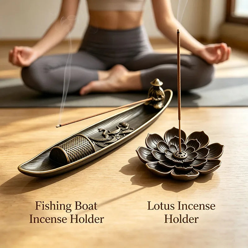 2-Piece Alloy Incense Burner Set for Stick Cone & Backflow Incense - Home Decor