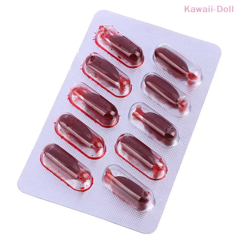 Fake Blood Capsules for Halloween Makeup & Pranks - 10pcs