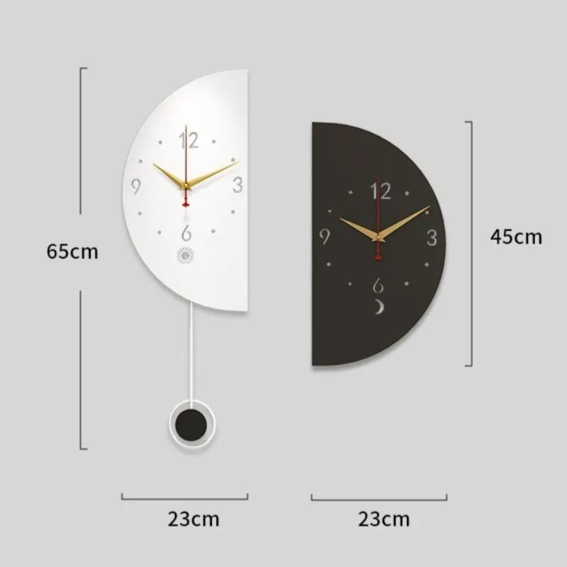 Double-Sided Modern Wall Clock with Pendulum Noiseless Nordic Home Decor