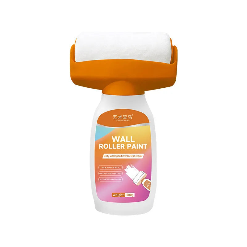 Water-Based Wall Repair Paint for Small Areas - High Coverage White Wall Paint with Roller Brush