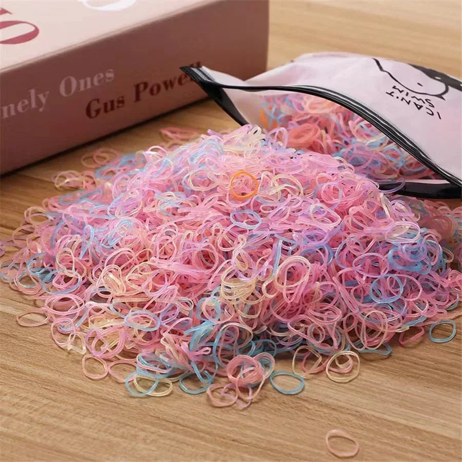 1000pcs Colorful Small Disposable Rubber Bands for Ponytail Hair Holders