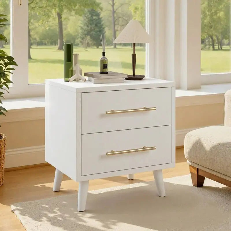 Modern Nightstand Bedside Table with 2 Drawers for Bedroom, Christmas Decor