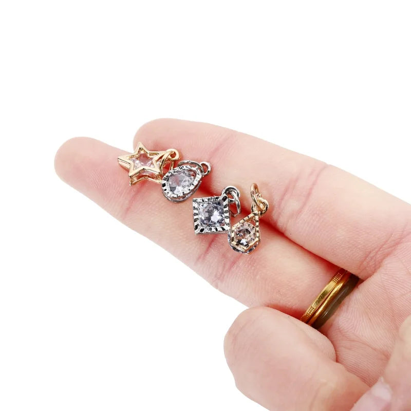 10Pcs Alloy Rhinestone Heart Charms for DIY Earrings & Necklace Making