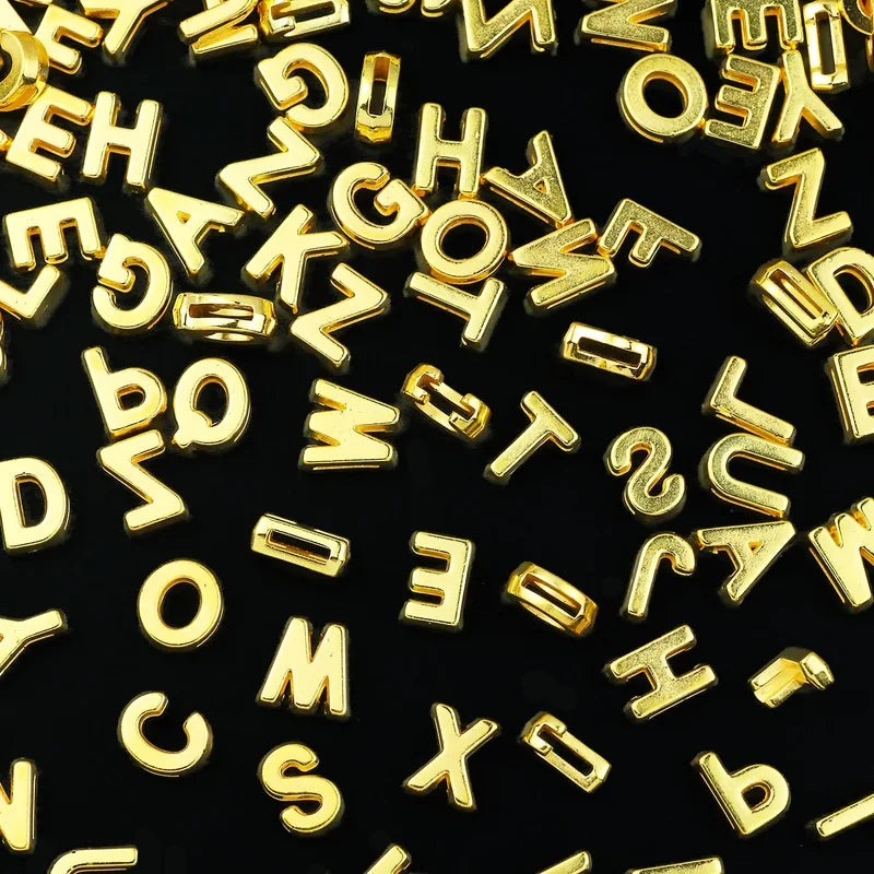 80pcs DIY Jewelry Beads Set - Gold Plated Letter Pendants for Bracelets & Necklaces
