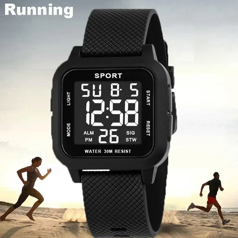Men's Digital Sports Watch Waterproof Shock-Resistant Running Watch