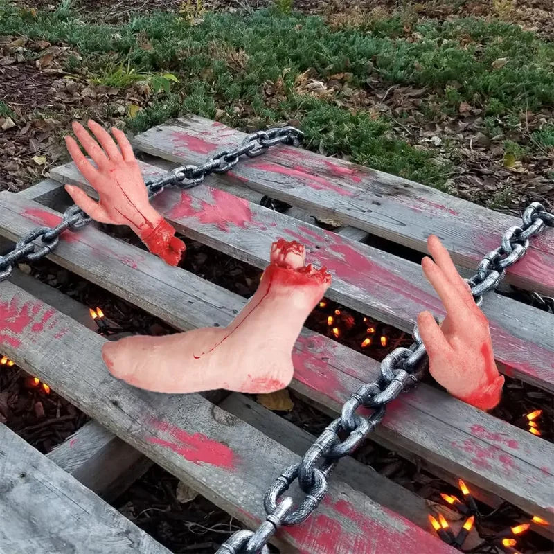 Halloween Body Parts Prop Set Scary Fake Organ Hands Feet Severed Decorations