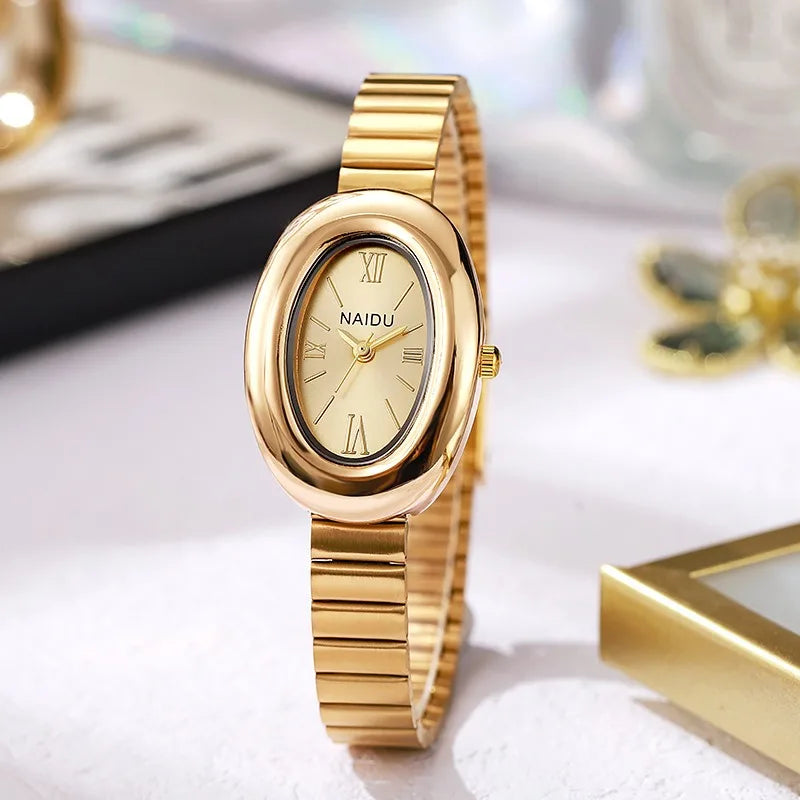 Luxury Gold Quartz Women’s Watch with Adjustable Stainless Steel Strap - Gift Ready