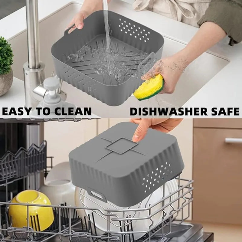 Reusable Silicone Air Fryer Liners 22.5cm Non-Stick Basket for 5-8QT Air Fryers