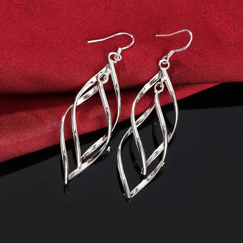 Elegant Silver Drop Earrings for Women Wedding Christmas Gifts Jewelry