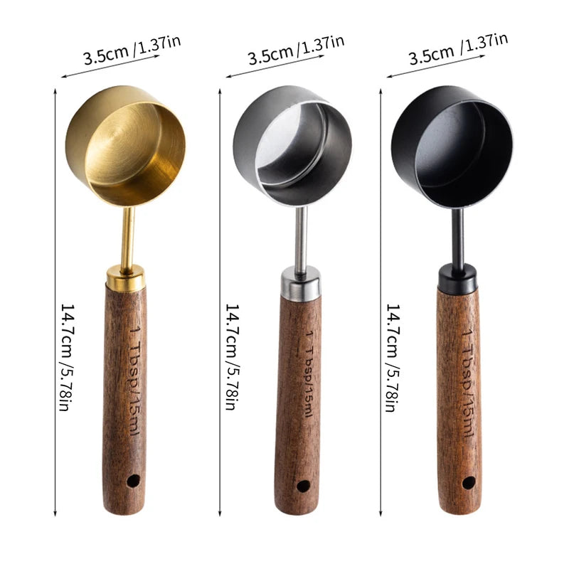 Coffee Bean Measuring Spoon - Walnut Wood Small Measuring Spoon for Coffee & Spices