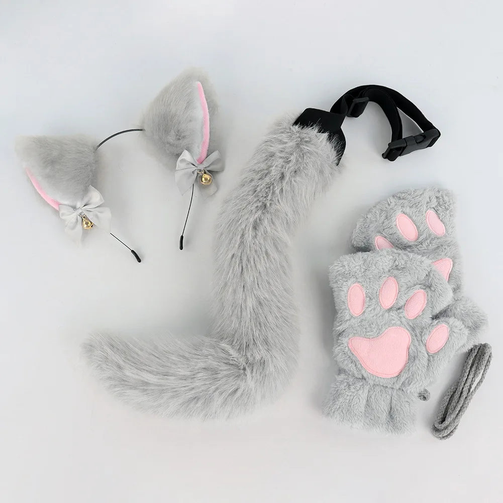 Halloween Cat Costume Set for Girls with Headband, Tail, Gloves - Multiple Colors