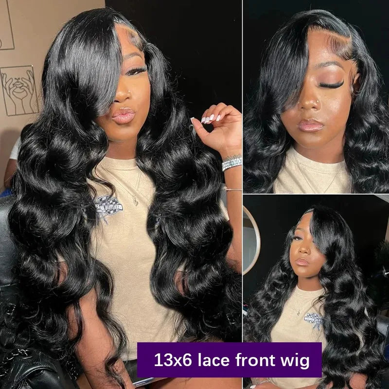 Long Body Wave Lace Frontal Wig 13x6 HD Transparent Lace Human Hair 200 Density