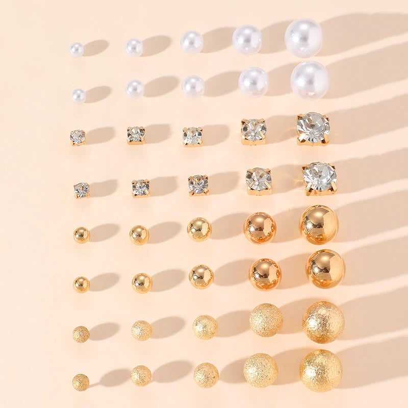 40pcs Classic Round Stud Earrings Set - Simple Metal Circle for Everyday Wear