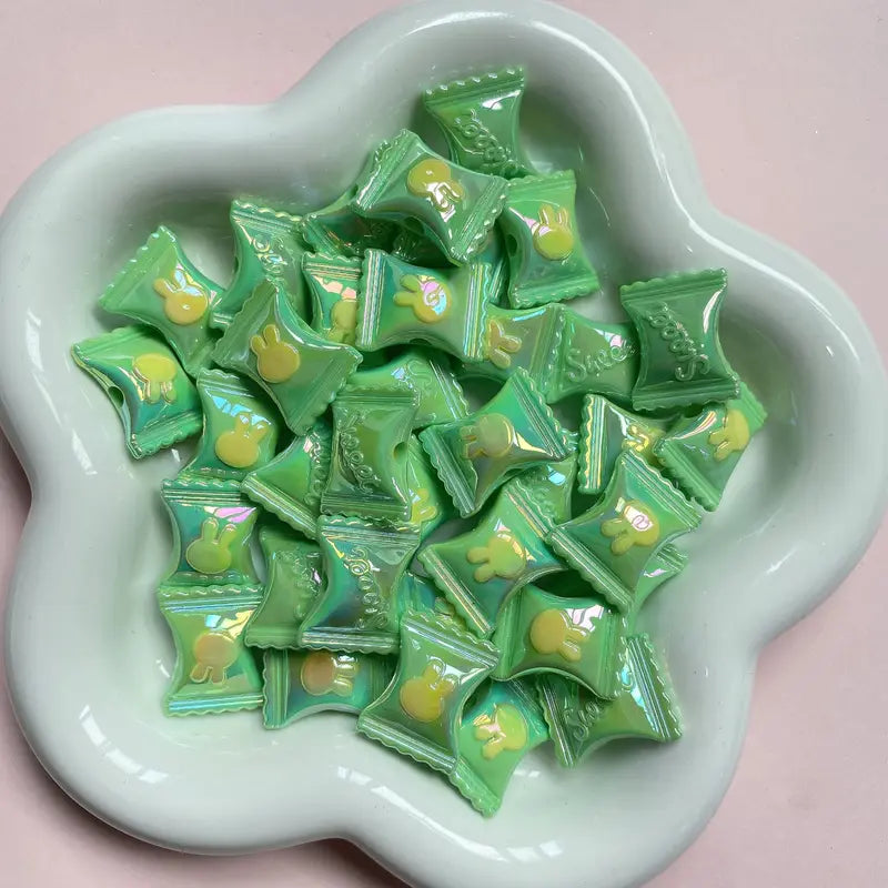 17x21mm Acrylic Beads 10pcs Colored Candy Beads with Rabbit Head Pattern for Jewelry Making