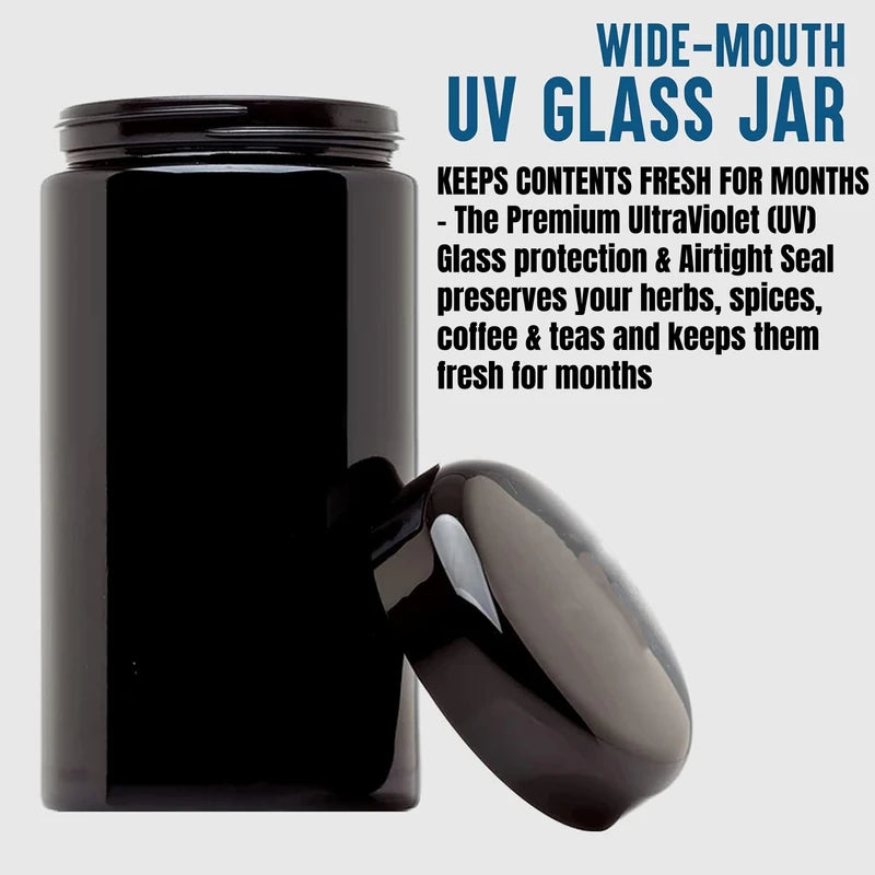 Airtight UV Glass Food Storage Container with Humidity Control, 1L