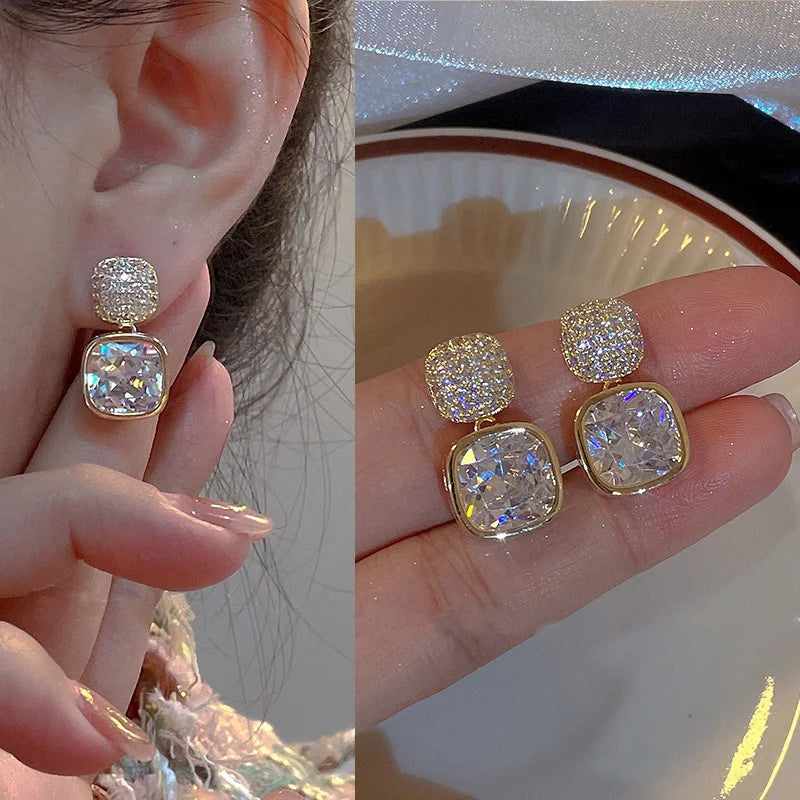 Colorful Zircon Ear Stud Earrings for Women Jewelry Party & Daily Wear