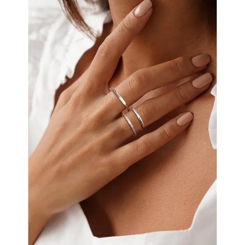 Unisex Stainless Steel Fidget Ring Set for Anxiety Relief Stress Relief Jewelry Gift