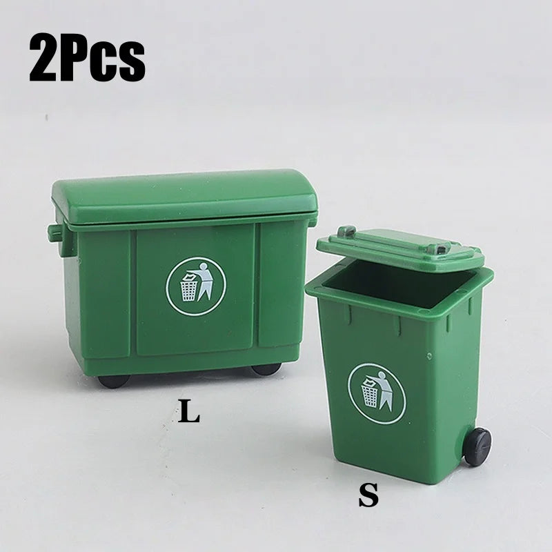 2Pcs Green Desktop Storage Bins - Portable Office Organizer & Trash Containers