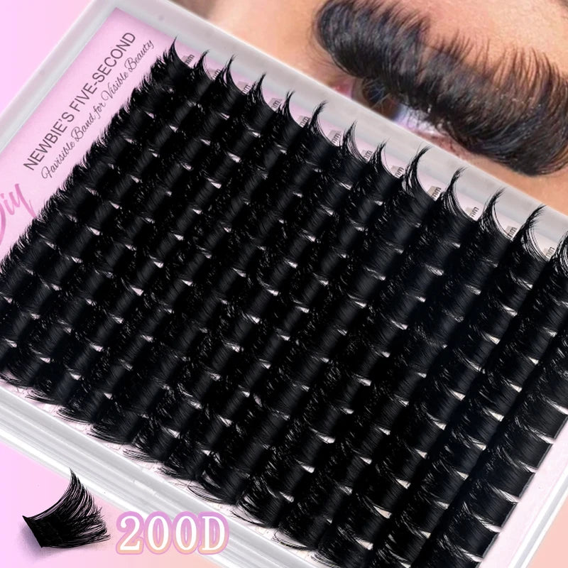 14 Rows Individual Mink Eyelash Clusters for Natural Volume & Extension Makeup