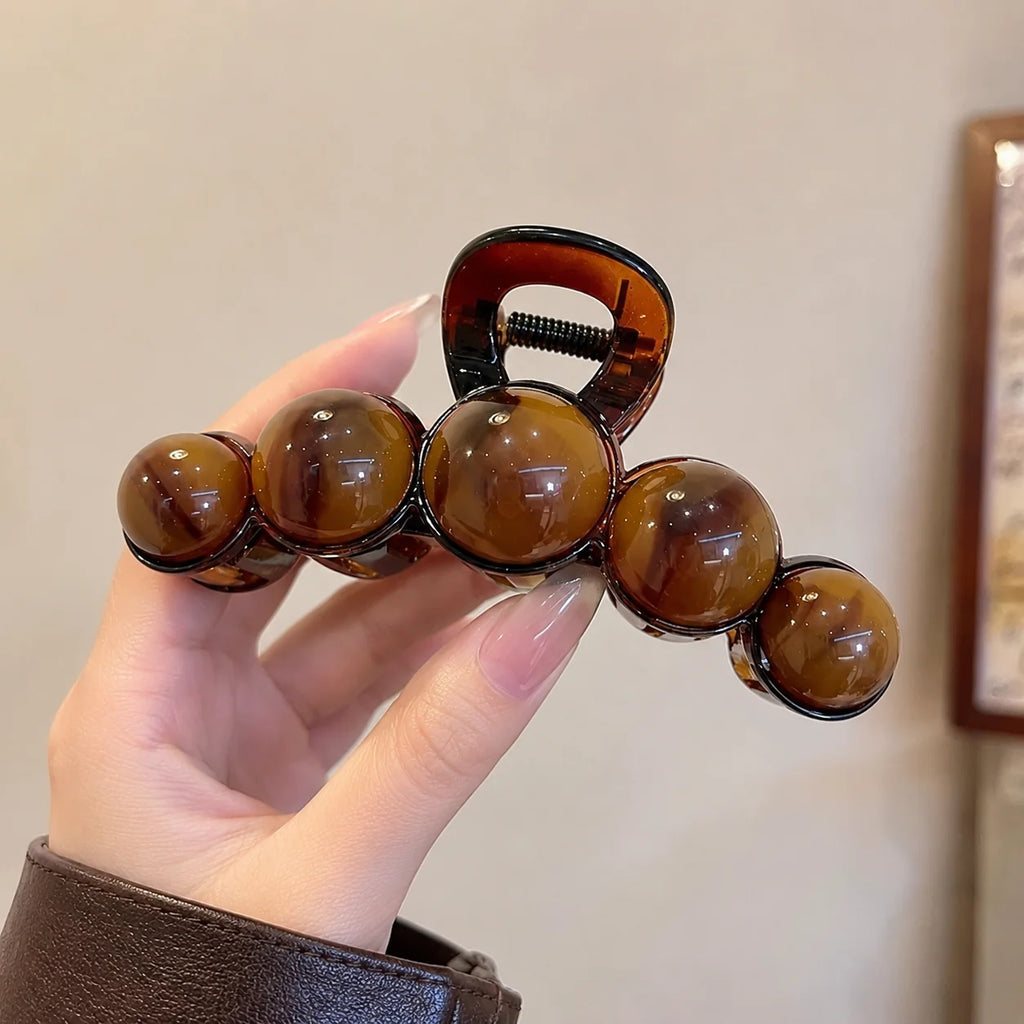 Vintage Beaded Hair Claw Clip Large Gradient Acrylic Hair Accessory for Women