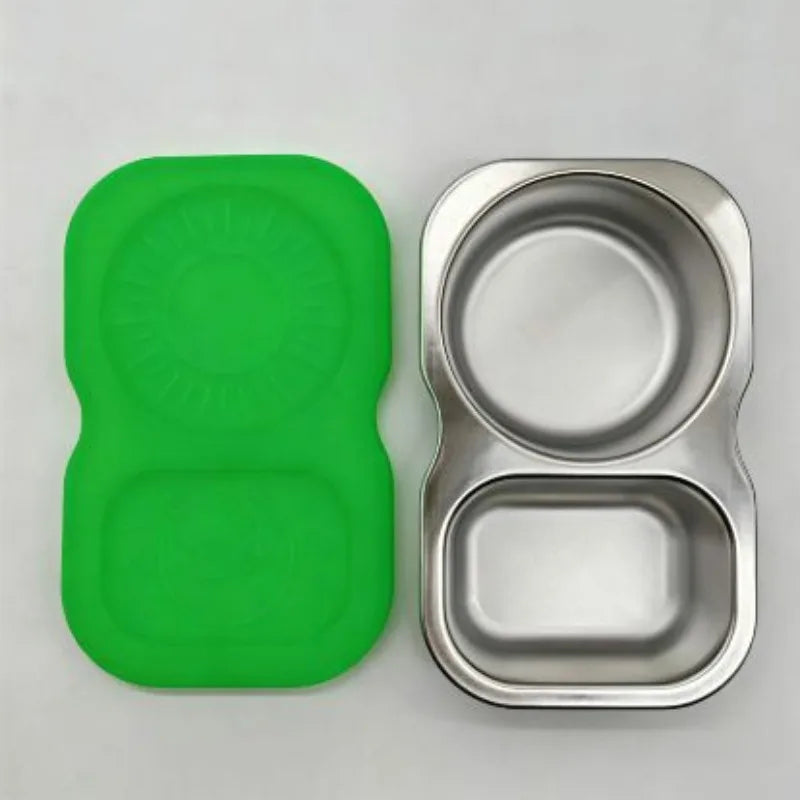 Stainless Steel Snack Containers with Lids, 2-Compartment Food Storage, 5.3 oz