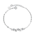 925 Sterling Silver Crystal Star Charm Bracelet Women Girls Jewelry Gift