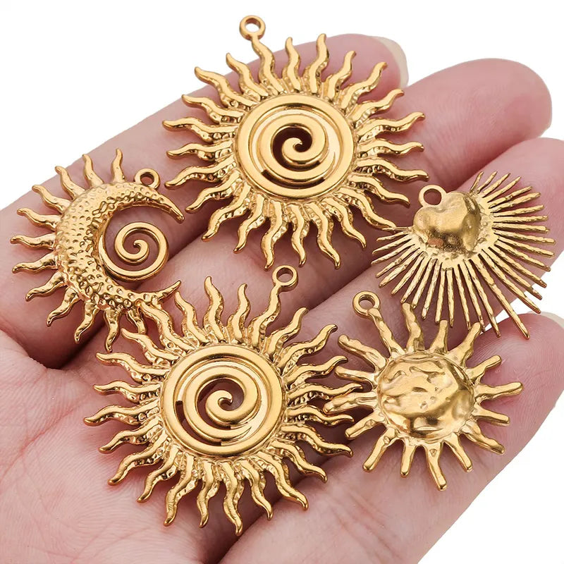 5pcs Stainless Steel Sun Moon Charms for Jewelry Making Supplies Connectors Earrings