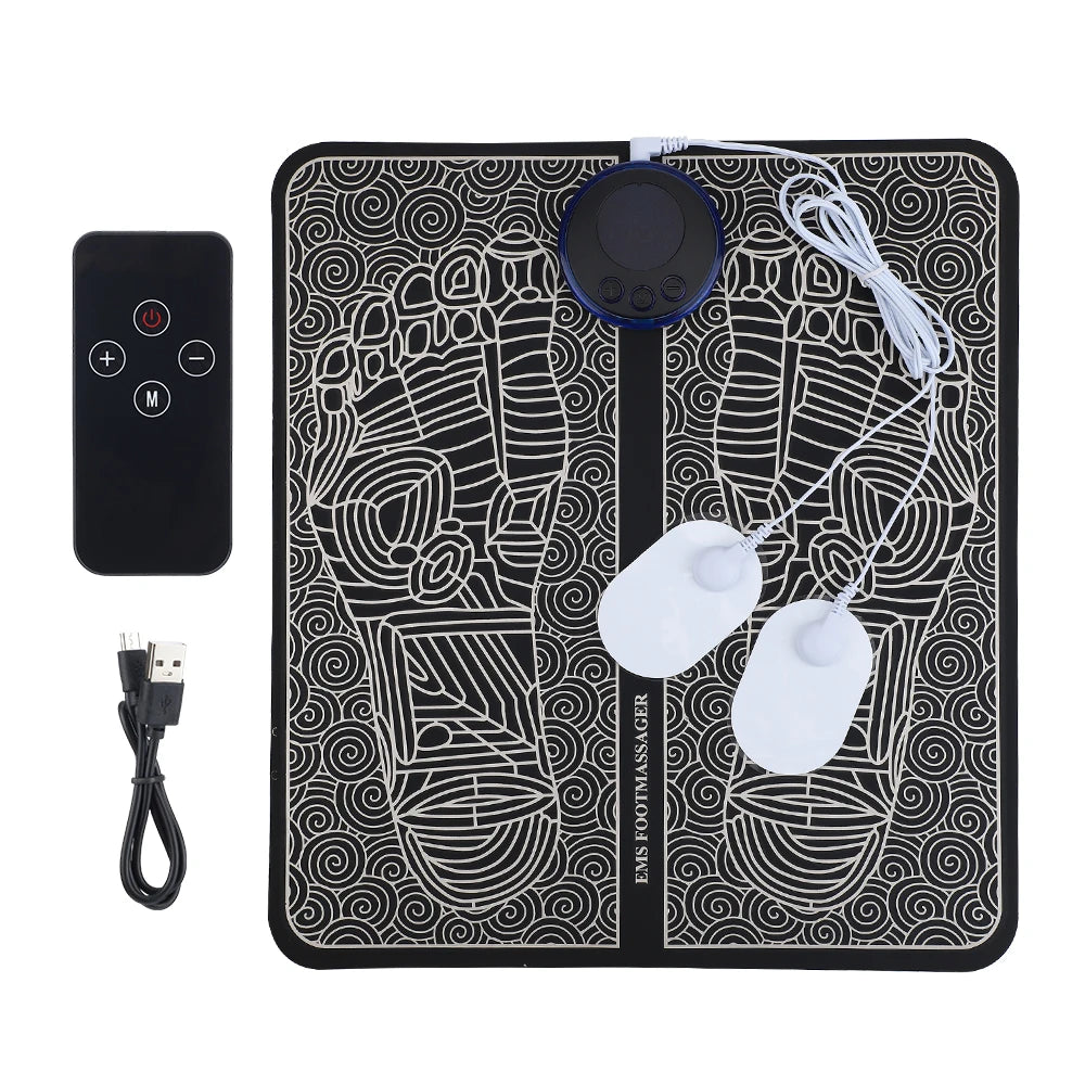 Rechargeable Foot Massager Mat with EMS Electrotherapy and Remote Control