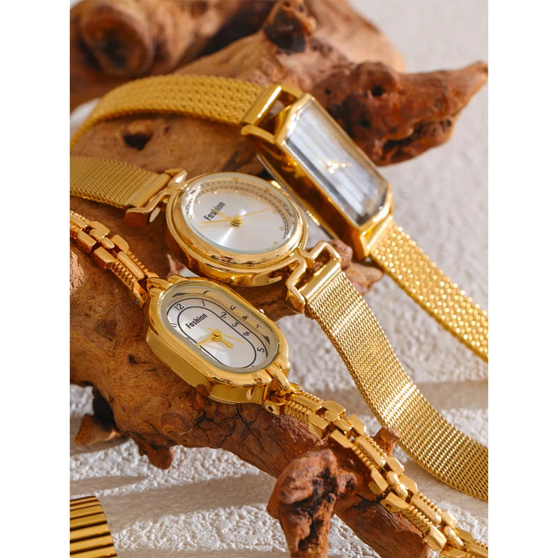 Stainless Steel Ladies Watch with Japan Movement Waterproof 18K Gold PVD Plated Jewelry