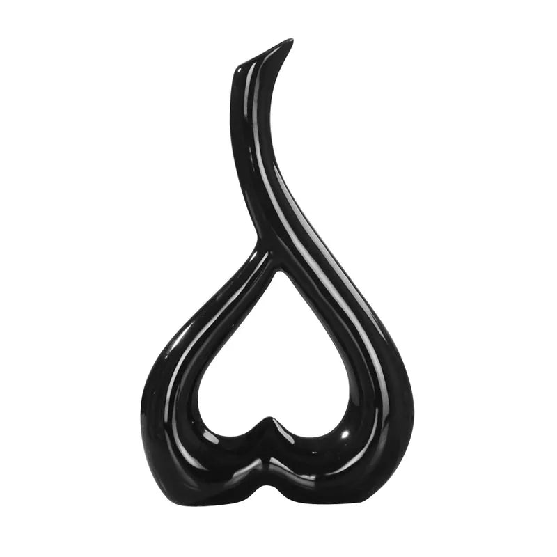 Heart-Shaped Ceramic Vase Home Decor Flower Receptacle Black
