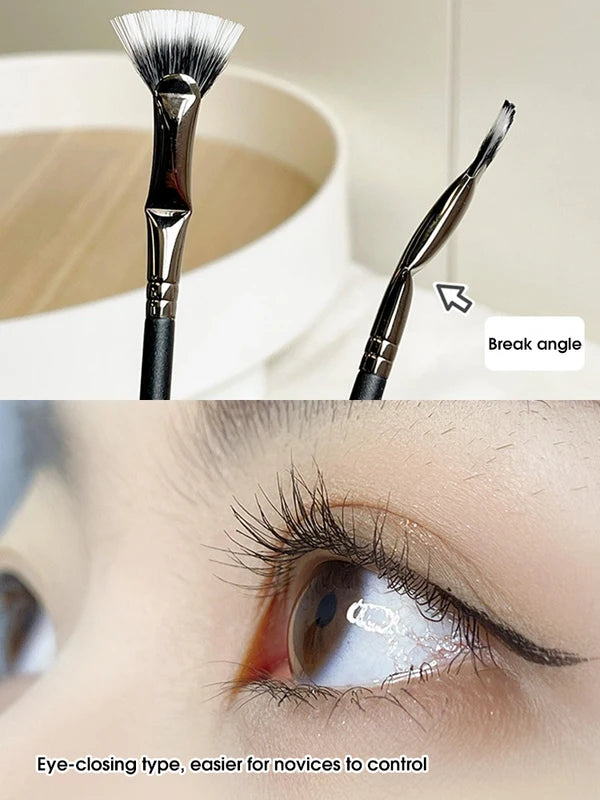 Folding Mascara Brush with Flat Head - Soft Hair Root Cleaner, Clear Lower Lash Tool