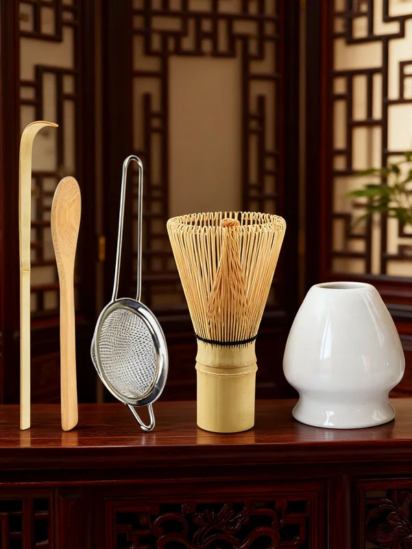 Matcha Whisk Set with Tea Strainer & Accessories - Bamboo Starter Kit