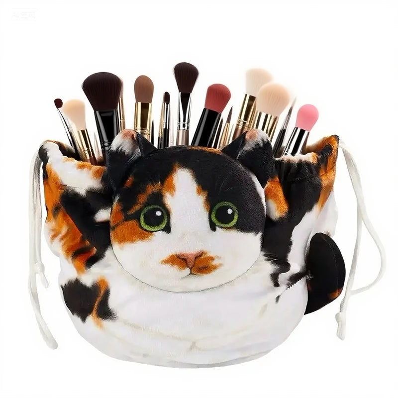 Cute Cat Makeup Bag Large Capacity Travel Pouch Organizer for Women Teens