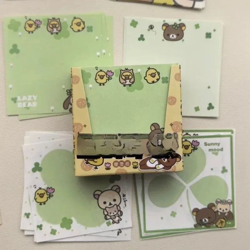 Cute Bear Memo Paper Set - Non-Sticky Cartoon Message Notes for Girls & Students