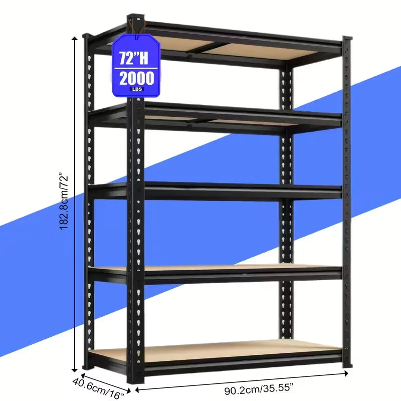Heavy Duty Garage Shelving Unit 72 Inch Steel Storage Racks 2000LBS Capacity