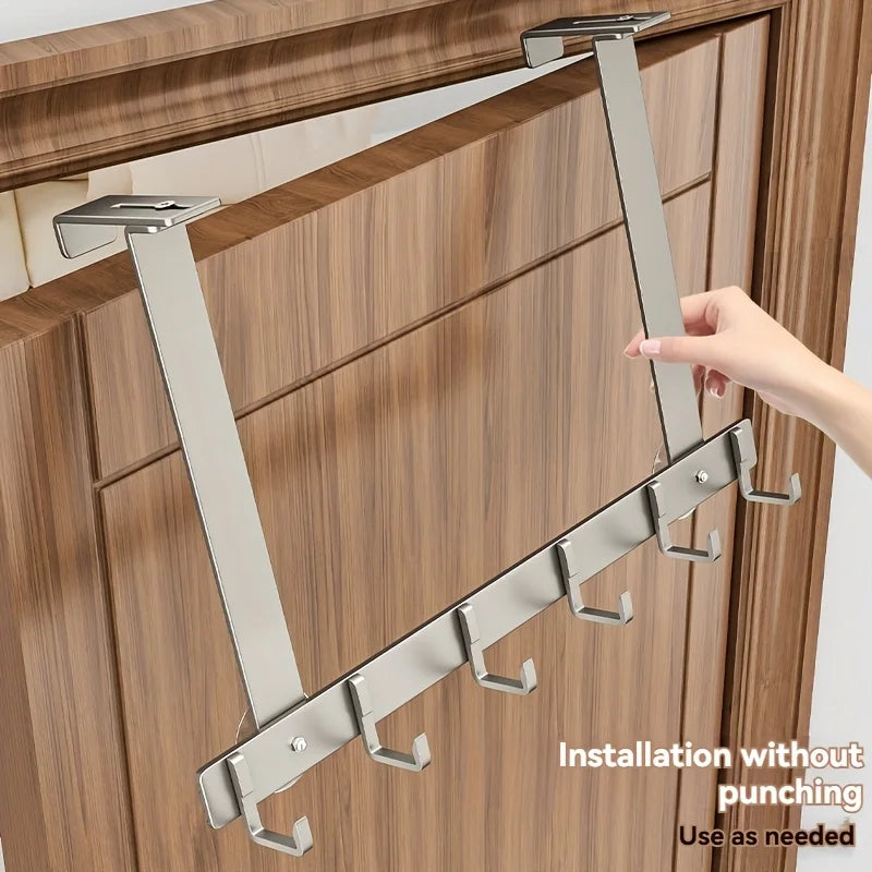 Over-the-Door Hooks 5/7 Metal Bathroom Organizer Rack Adjustable Coat Towel Hanger