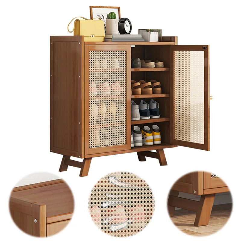 Wooden Shoe Cabinet with Doors, 5 Tiers, Entryway Storage Organizer