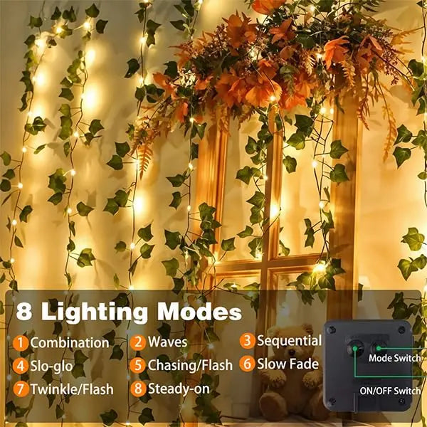 Outdoor Solar String Lights Waterproof 8 Modes for Garden Patio Decor