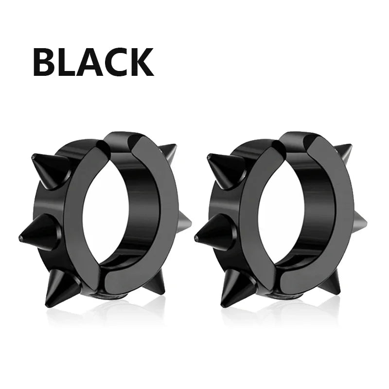 Unisex Stainless Steel Hoop Earrings - Round Circle Punk Jewelry for Men & Women