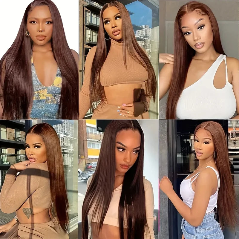 Brown Lace Front Wig 13x4 Human Hair Wig for Women 40-46 Inches, High Density & Natural Pre-Plucked Hairline