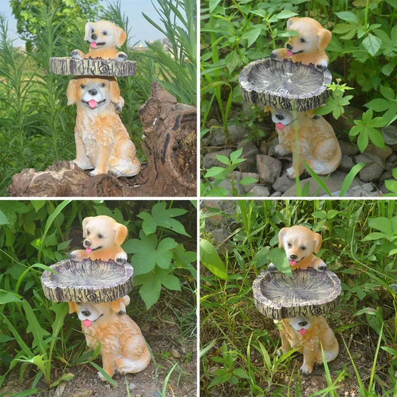 Resin Bird Feeder and Bath Garden Sculpture - Animal Design Outdoor Decor