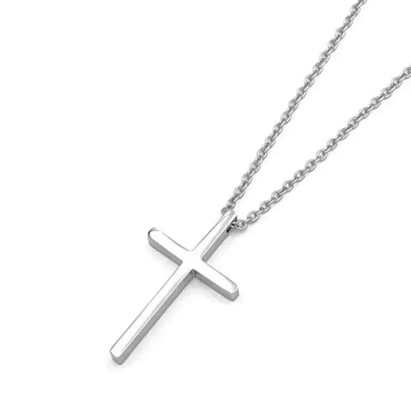 Geometric Cross Pendant Necklace for Women Men Silver Chain Jewelry Choker