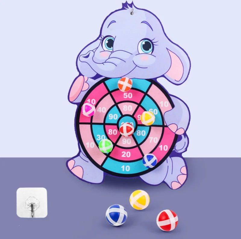 Child Montessori Educational Toy Set - Cartoon Animal Dart Board & Sticky Ball for Kids 2-4 Years