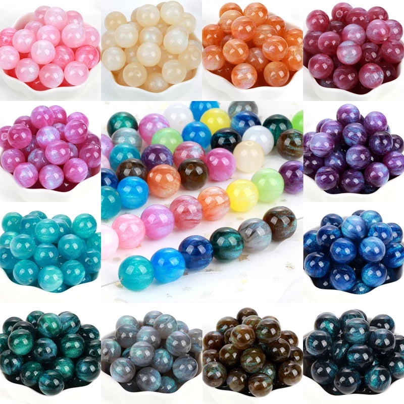 Colorful Resin Beads for Jewelry Making - Mermaid Glitter Spacer Beads 8-20mm